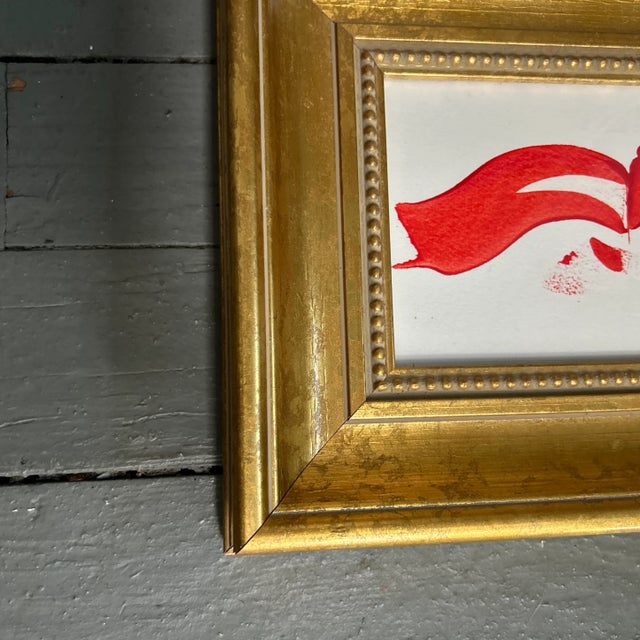 Contemporary original abstract flying red lips painting. Measures 8x5 or 12.5x9.5 framed. Check out my shop Robins Egg...