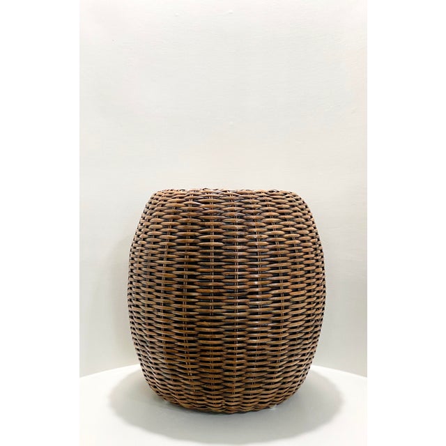 Modern Rattan Drum Side Table Chairish
