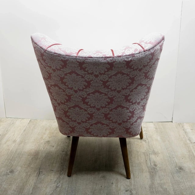 Pink Vintage Pink Cocktail Chair with Wooden Legs For Sale - Image 8 of 11