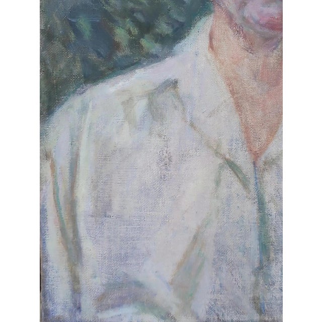 1970s Vintage Soviet Man Portrait, Original Oil Painting on Canvas, 1970s 62-47 For Sale - Image 5 of 6