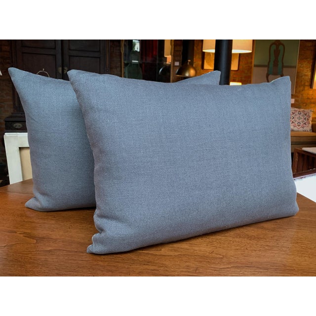 Custom Throw Pillows in Holland & Sherry Woven Patterned Fabric - A Pair For Sale - Image 9 of 10