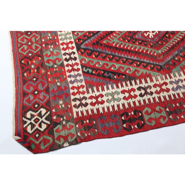 Antique Fethiye Tribal Kilim – Geometric Diamond Motifs, Anatolian Wool Weave -5' 3'' X 10' 4'' For Sale - Image 16 of 16