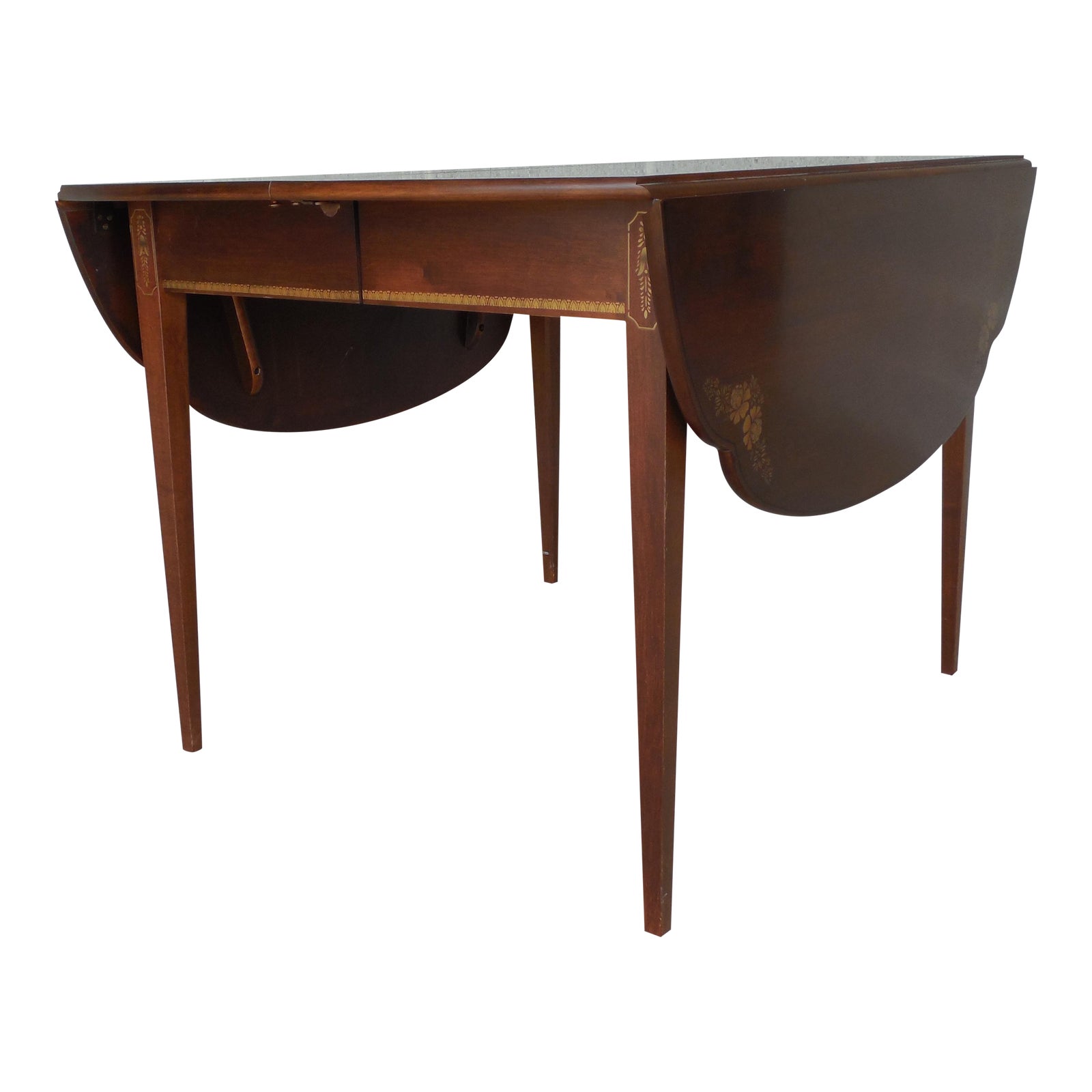 L. Hitchcock Black/Cherry Cloverleaf Dining Extension Table Chairish