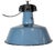 Industrial Blue Enamel Factory Lamp with Cast Iron Top, 1960s For Sale
