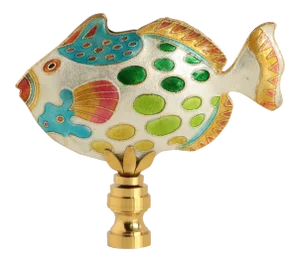 Spotted Reef Fish Lamp Finial in White