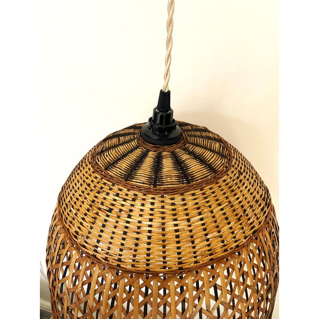Mid-Century Modern Mid-Century Wicker Pendant Lamp For Sale - Image 3 of 10