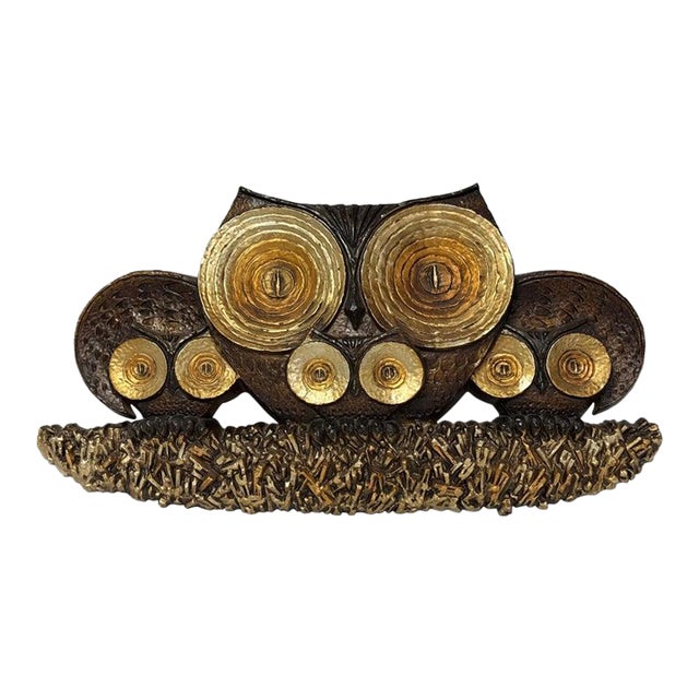 Mid Century Owl Wall Sculpture For Sale