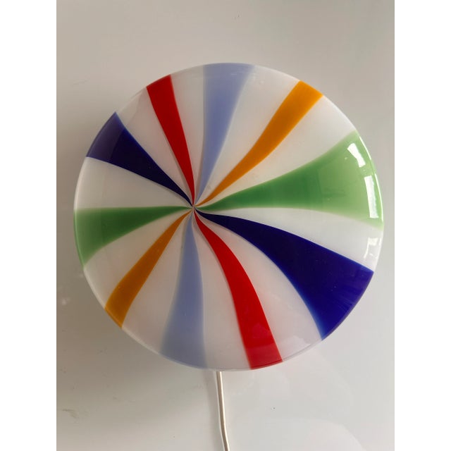 Contemporary Italian Milky-White and Multicolored Swirls Murano Glass Flush Mount or Wall Sconce For Sale - Image 6 of 7