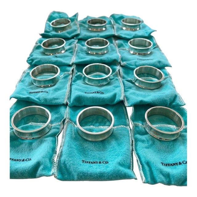 Tiffany & Co. Sterling Silver Napkin Rings With Dust Bags - Set of 12 For Sale
