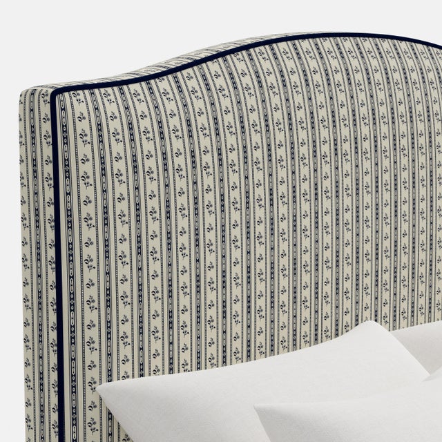 Textile Stoffer Home x Cloth & Company Elsie Headboard in Botanical Stripe Navy with Navy Welt, King For Sale - Image 7 of 9