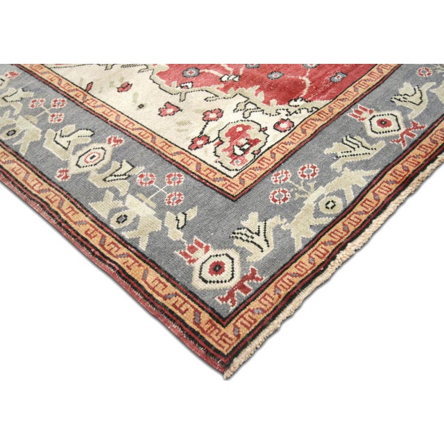Traditional 1960s Turkish Oushak Rug For Sale - Image 3 of 6