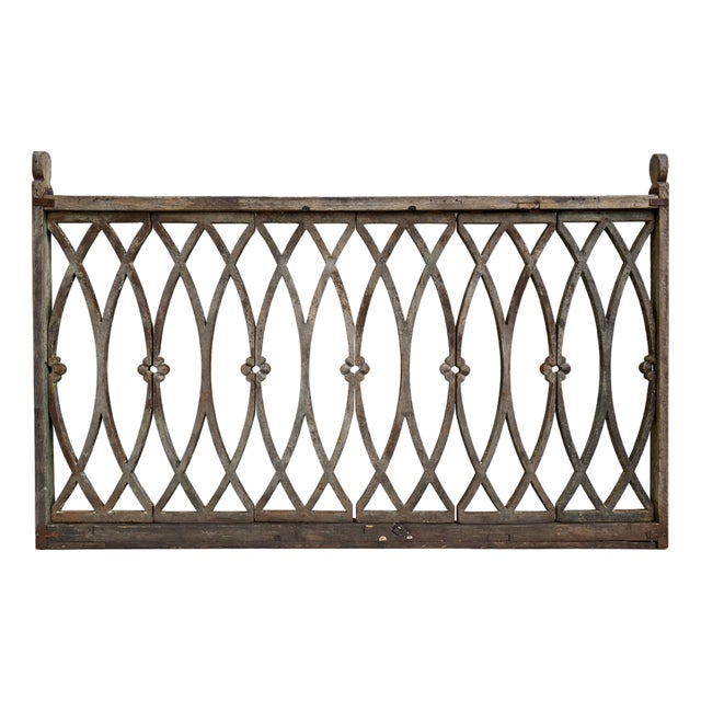 Antique Old Indian Architectural Iron & Teak Railing For Sale