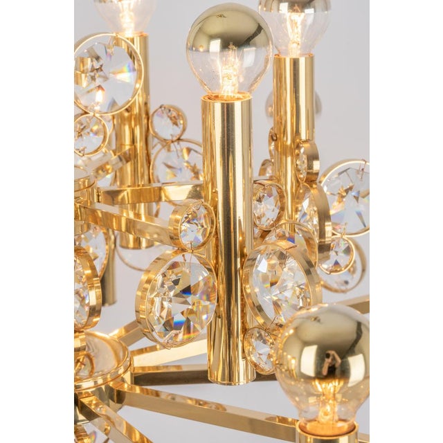 Gaetano Sciolari Large Gilt Brass Chandelier attributed to Palwa for Sciolari, Germany, 1970s For Sale - Image 4 of 14