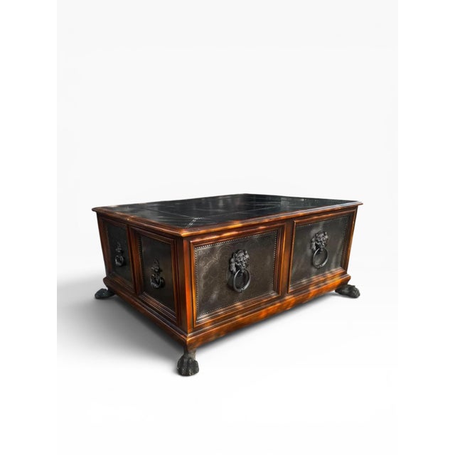 Theodore Alexander 2010s Theodore Alexander William and Mary Style Etched Brass Cocktail Table For Sale - Image 4 of 13