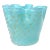 Murano Vintage Light Blue Bubbles Gold Flecks Italian Art Glass Decorative Ruffled Rim Fazzoletto Vase For Sale