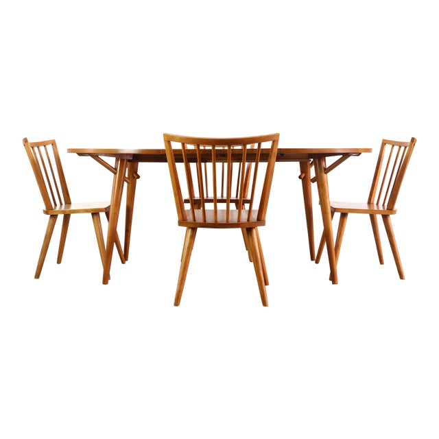1960s Mid Century Modern Conant Ball Spindle Dining Set- 5 Pieces For Sale