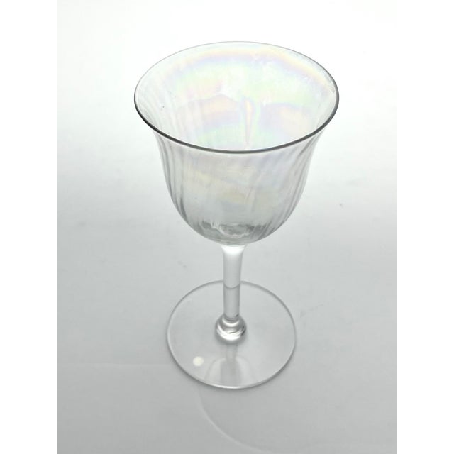 1960s 1960s Vintage Mid-Century Lustre Iridescent Rainbow Pearl Optic Set of 4 Wine Glasses For Sale - Image 5 of 6