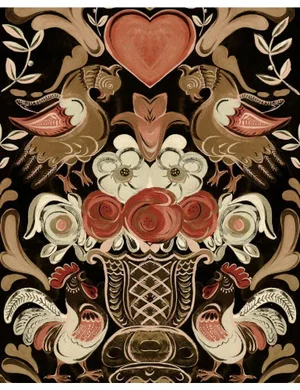 Mind the Gap Goldene Henne Anthracite Wallpaper, Sample