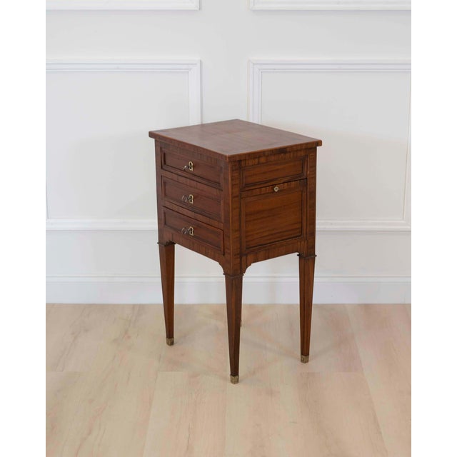 Wood French 19th Century Louis XVI Style Side Table with Fitted Mirror For Sale - Image 7 of 12