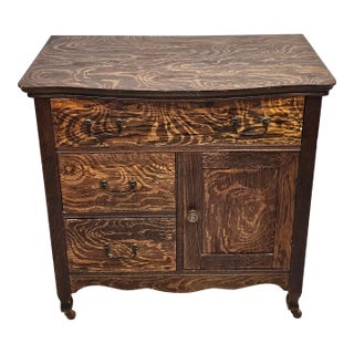 Late 19th Century Victorian Tiger Oak Rolling Side Cabinet For Sale