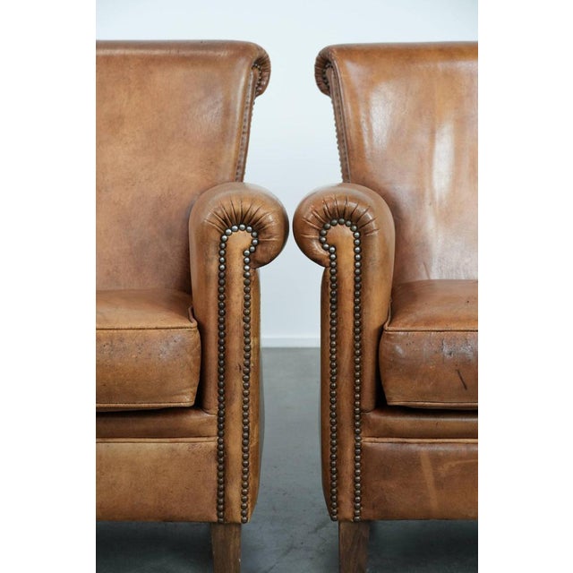 Vintage Sheepskin Leather Chairs, Set of 2 For Sale - Image 10 of 18