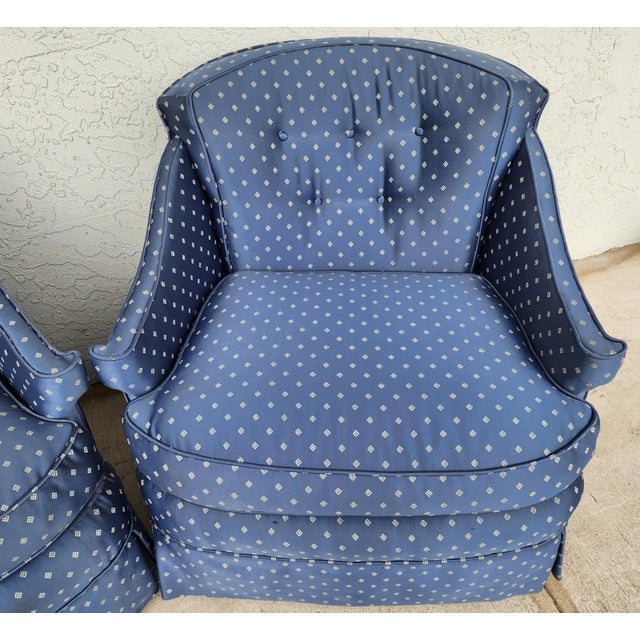 Mid 20th Century Vintage Hollywood Regency Accent Slipper Armchairs Pair For Sale - Image 5 of 18