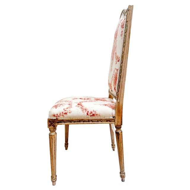 Pair of Louis XVI Style Toile De Jouy Side Chairs by Fournier Paris For Sale - Image 4 of 18