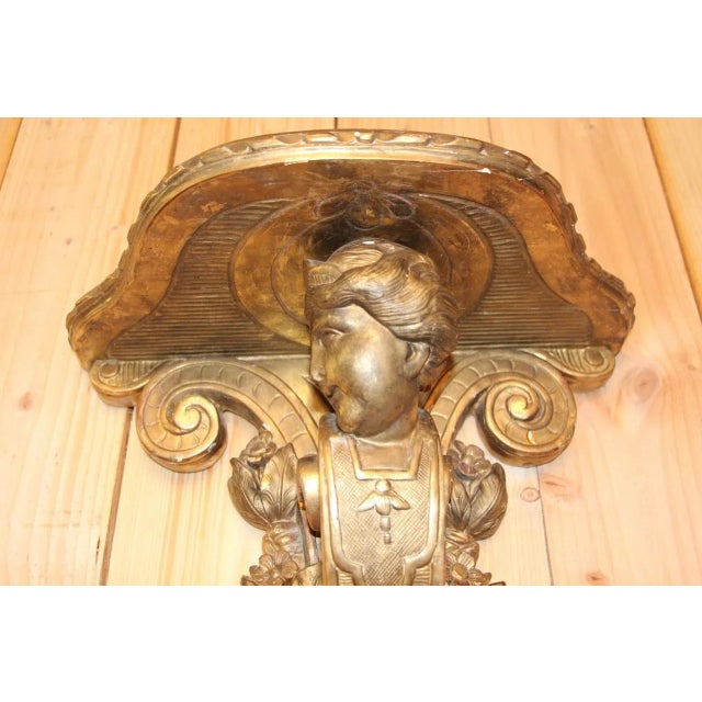 Large Antique Wall Console in Gilded Wood For Sale - Image 6 of 9