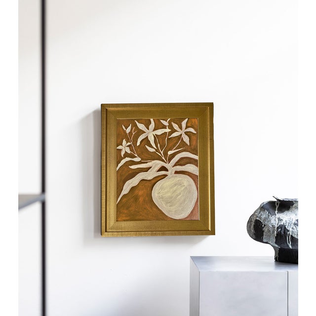 Medium: Oil on canvas board Frame Size: 14.5” x 17.5” Orientation: Vertical Style: Minimalist, modern, botanical, neutral...