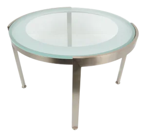 1970s Nicos Zographos Style Brushed Stainless Steel and Glass Side Table