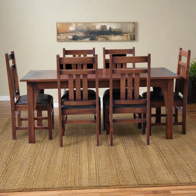 Mission 70" Solid Oak Dining Table Set With 6 #401 Chairs For Sale - Image 9 of 9
