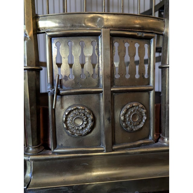 1960s 1960s Grand Victorian Style Brass and Copper Birdcage on Custom Made Designer Hexagon Table/ Stand For Sale - Image 5 of 15