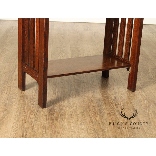 High Quality American Made Mission Oak Arts & Crafts Magazine Stand. Constructed From Solid Quarter Sawn Oak. Features A...
