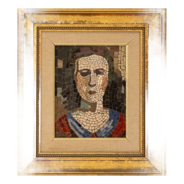 Taizan Tile Portrait of a Woman Mosaic Panel For Sale