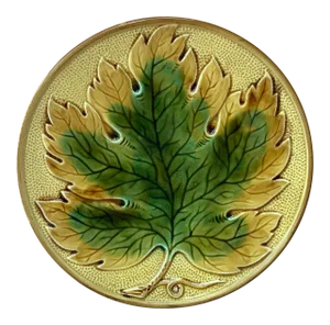 German Majolica Leaf Plate, Circa 1900