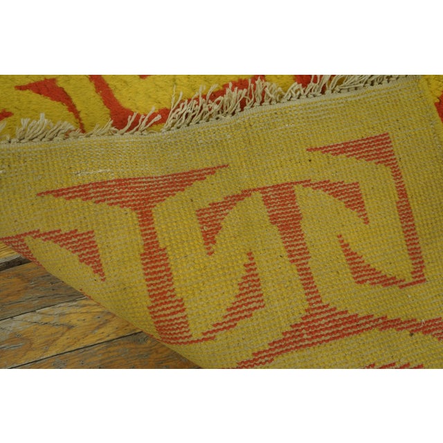 1950s Orange Yellow Modern Vintage Art Deco European Rug 4' X 6'2 Handknotted Wool Carpet For Sale - Image 16 of 18