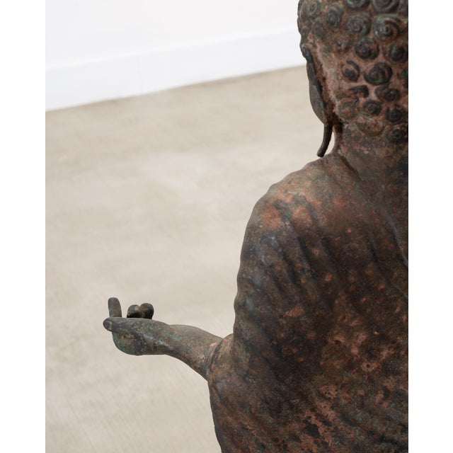 South Asian Cast Iron Buddha Figure Abhaya Mudra Pose 3 Ft For Sale - Image 13 of 18