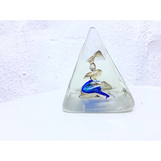 Glass Pyramid Paperweight by Pavel Molnar, 1980s, in Very Good conditions. Designed 1970 to 1979 This piece has an...