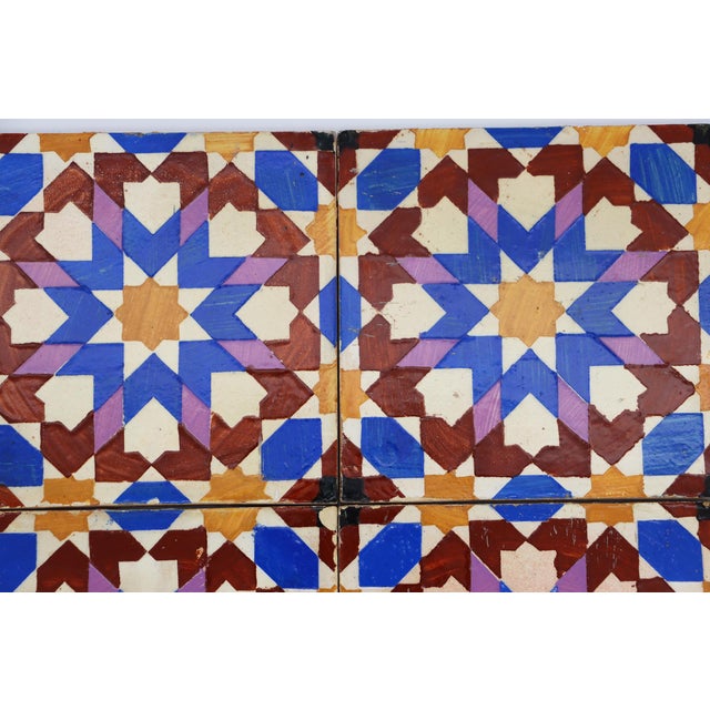 19th Century Set of Four Geometric Mediterranean Large Tiles, Portuguese For Sale - Image 11 of 15