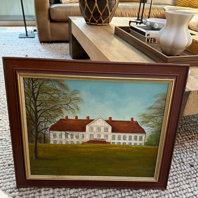 Portraiture Danish Manor House, Framed Oil on Canvas For Sale - Image 3 of 11