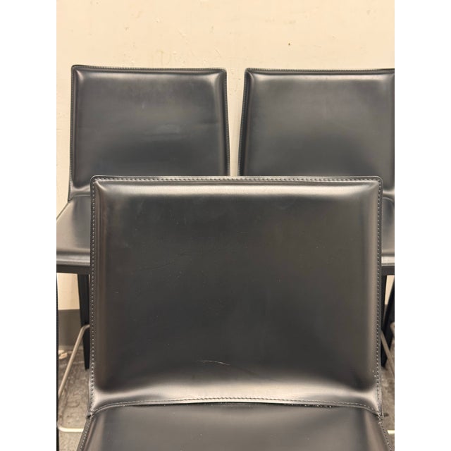 Frag for Design Within Reach Bottega Leather Counter Stools, Set of Six For Sale - Image 10 of 12