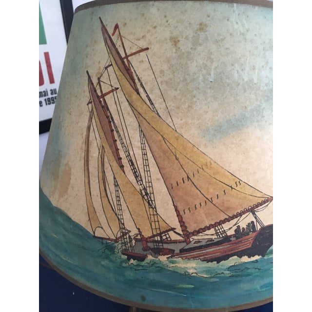 Vintage Perko Port Starboard Nautical table lamp with original painted shade.