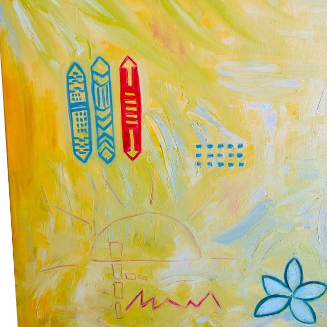 Large Yellow Abstract Oil Painting, Original Contemporary Art on Canvas Golden Modern Wall Art, 24x30 Vertical Painting by Tatiana Duperault For Sale In West Palm - Image 6 of 6