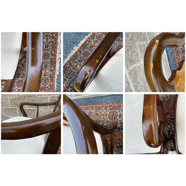 Vintage Universal Furniture Asian Ming Style Armchair & Side Chair in Dark Brown & Burl Wood For Sale - Image 13 of 15