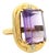 Italian 14k Gold Emerald-Cut Amethyst & Diamond Cocktail Ring, Circa 1980, Size 7.25 For Sale