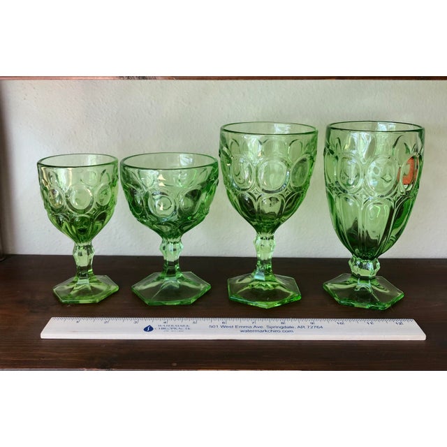 Fostoria Glass Company Fostoria Green Moonstone Sherbet Glasses Set 4 For Sale - Image 4 of 10