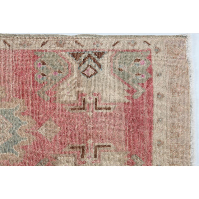 Vintage Turkish Door Mat Rug – Reddish Ground With Medallion & Muted Florals -1' 9'' X 3' 7'' For Sale In Tampa - Image 6 of 10