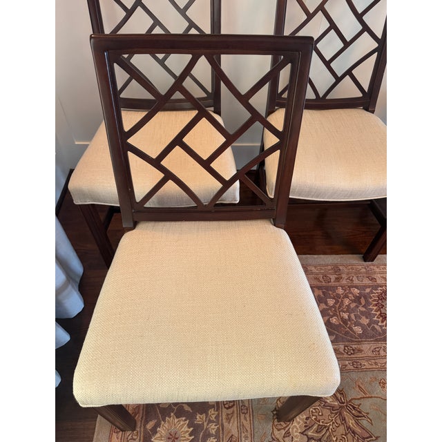 1960s 1960s Chinese Chippendale Cockpen Dining Chairs, New Upholstery — Set of 6 For Sale - Image 5 of 6