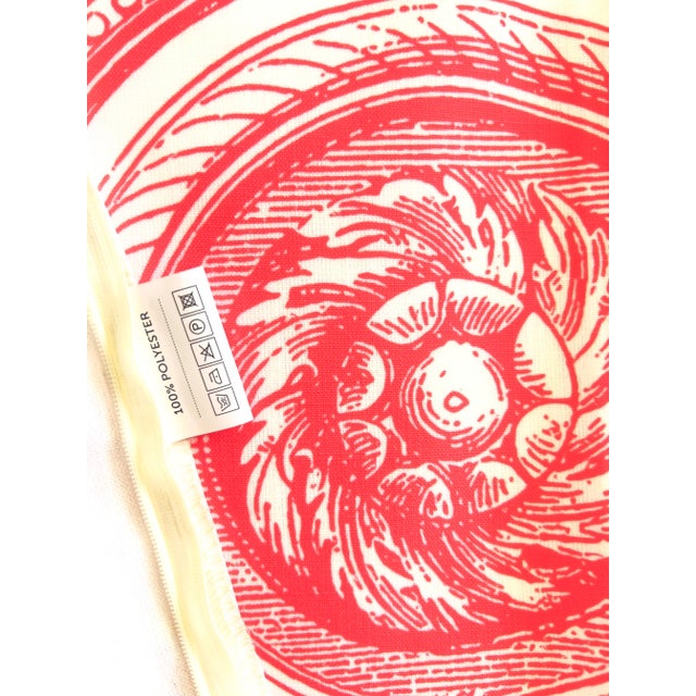 Textile Contemporary Italy Inspired Medallion Filigree Coral Pink Pillow Cover For Sale - Image 7 of 8