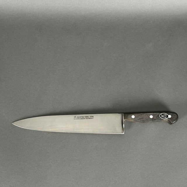 Late 20th Century Old Stock Stainless Steel Gustav Emil Ern 10.25" Chef's Knife Solingen, Germany For Sale - Image 4 of 12